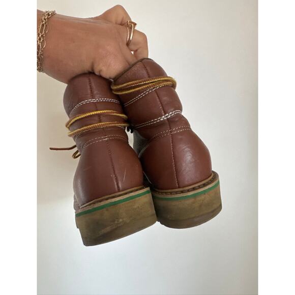 Hytest FootRests Women's Leather Moc Toe Lug Sole Work Boots - Brown US 7.5 - Picture 4 of 7